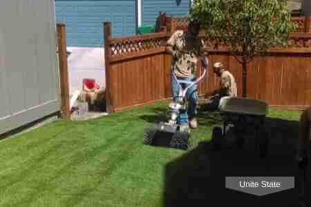 Artificial grass garden under construction