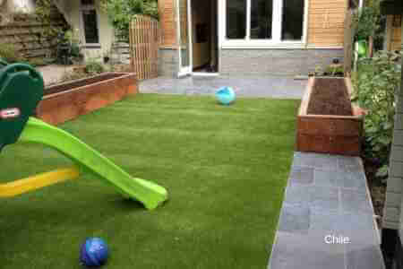 Home garden with artificial grass