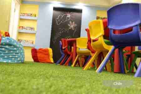 Kindergarten classroom floor with artificial turf