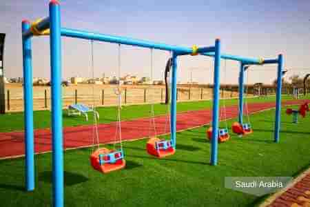Playground with artificial grass
