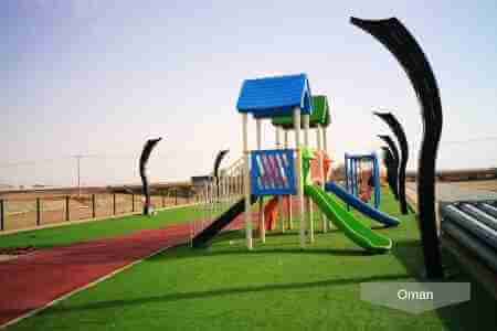 Playground with fake grass